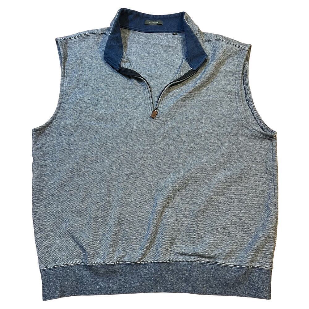 Turtleson Men’s 1/4 Zip Golf Vest Size Large Knit Cotton Comfort Navy